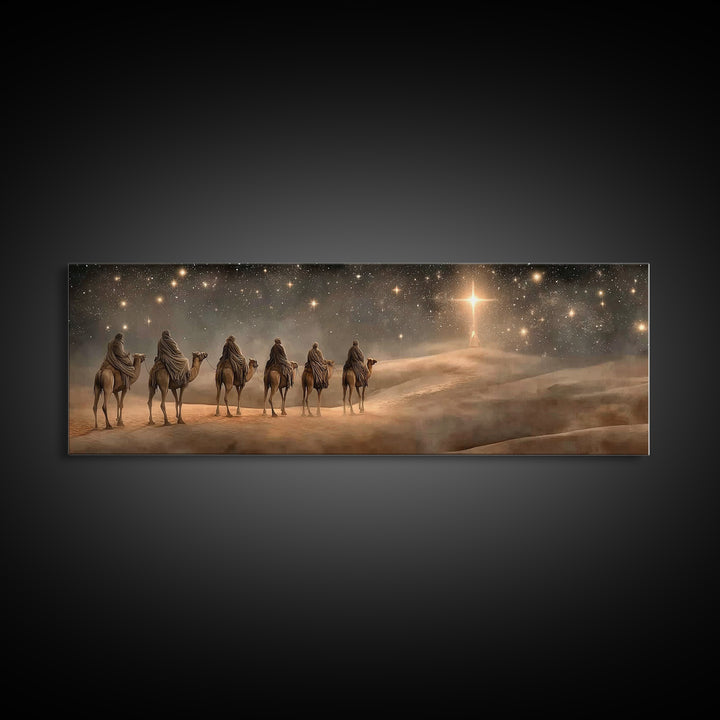 Journey to the Light, Framed Canvas Print, Christian Christmas Art, Christian Art Canvas, Christmas Wall Art, Panoramic Art, Christian Gift