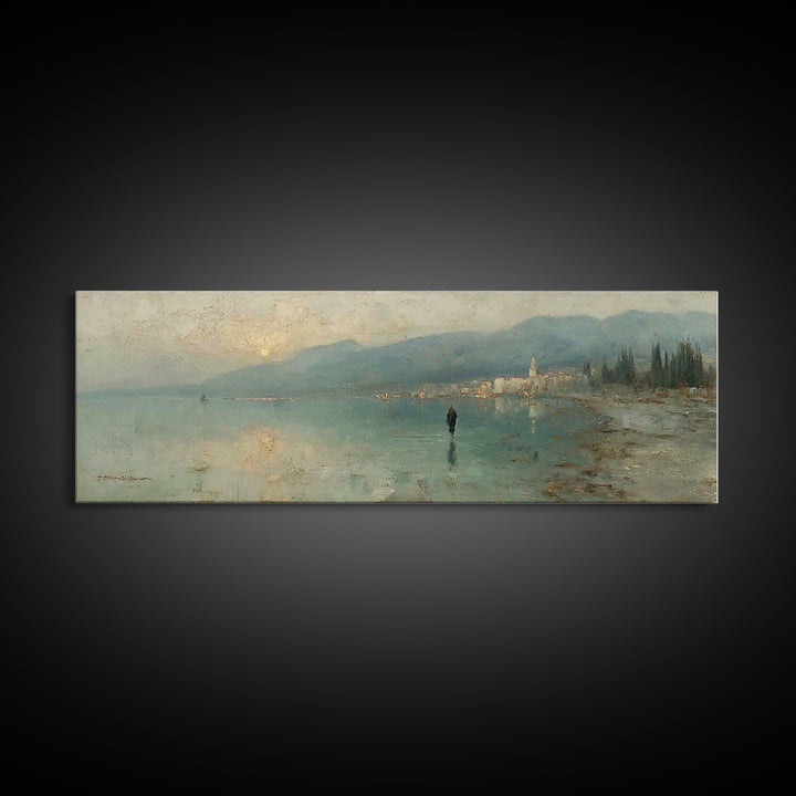 Eternal Dawn Walk – Framed Canvas Print – Christian Art Canvas – Jesus Painting – Panoramic Wall Art – Christian Christmas Art – Christian