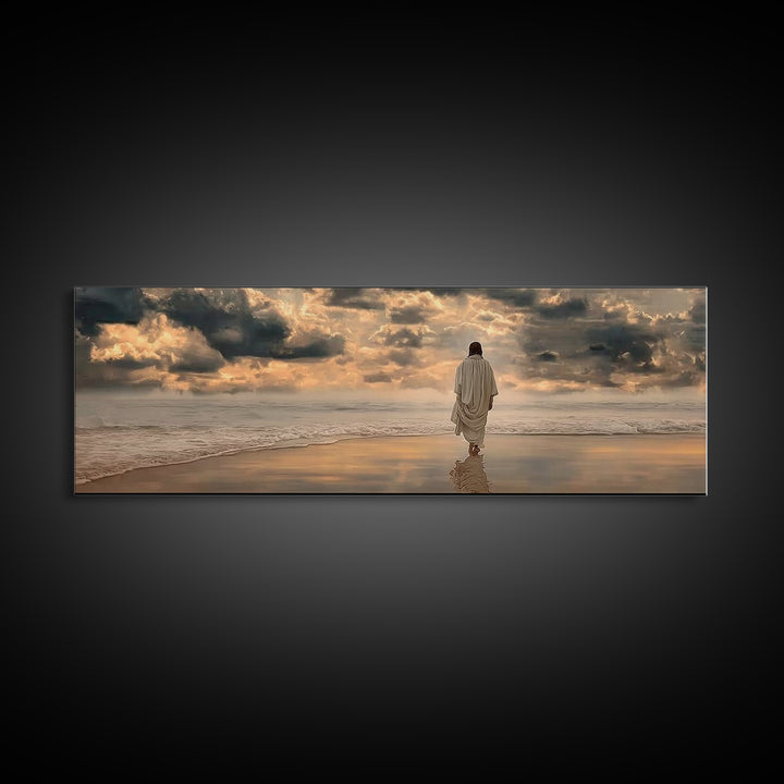 Sacred Morning Light | Framed Canvas Print | Christian Wall Art | Modern Jesus Art | Panoramic Painting | Christian Art Print | Christmas A