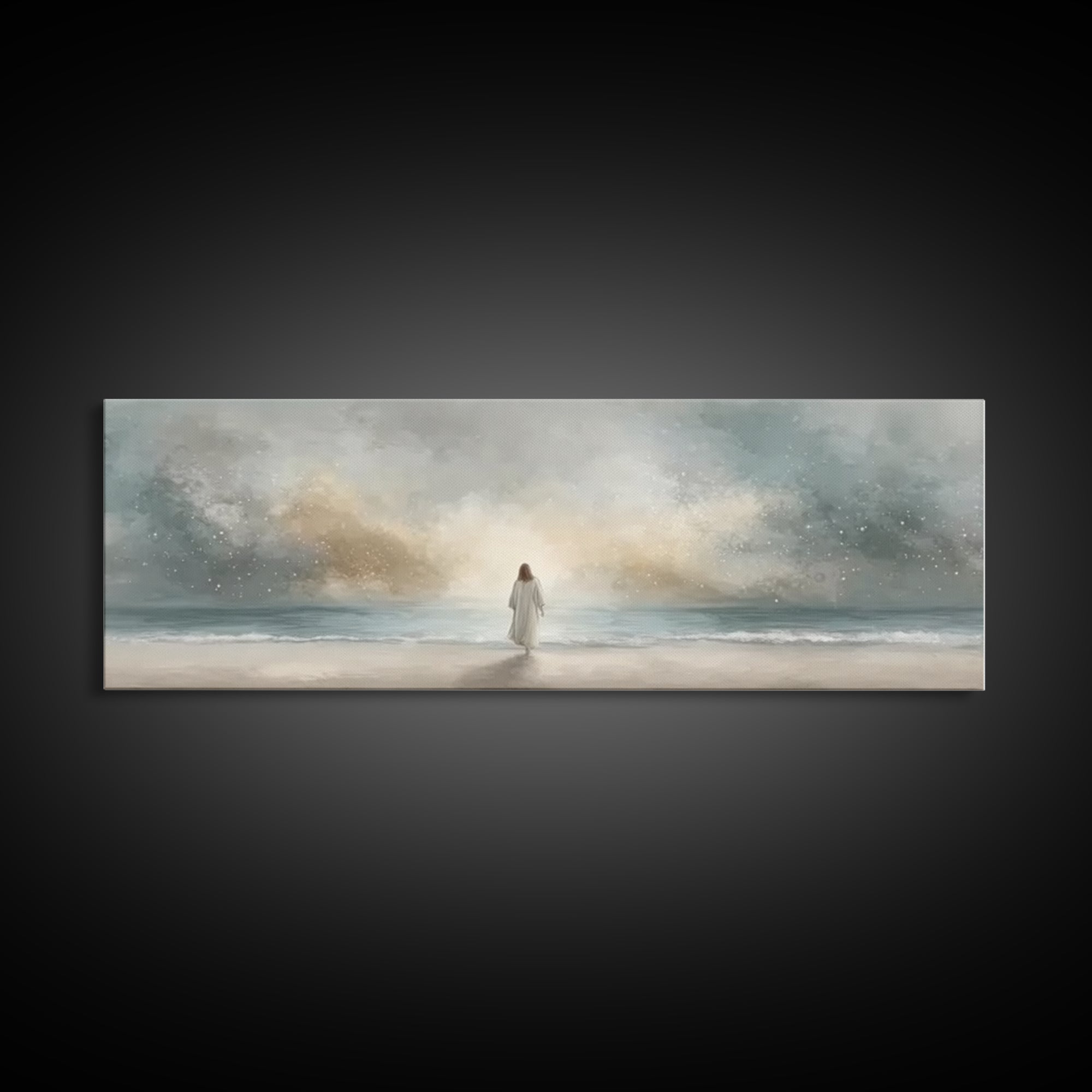 Guiding Peace Horizon, Framed Canvas Print, Christian Art Print, Jesus Painting Canvas, Panoramic Frame, Christian Christmas Art, Christian
