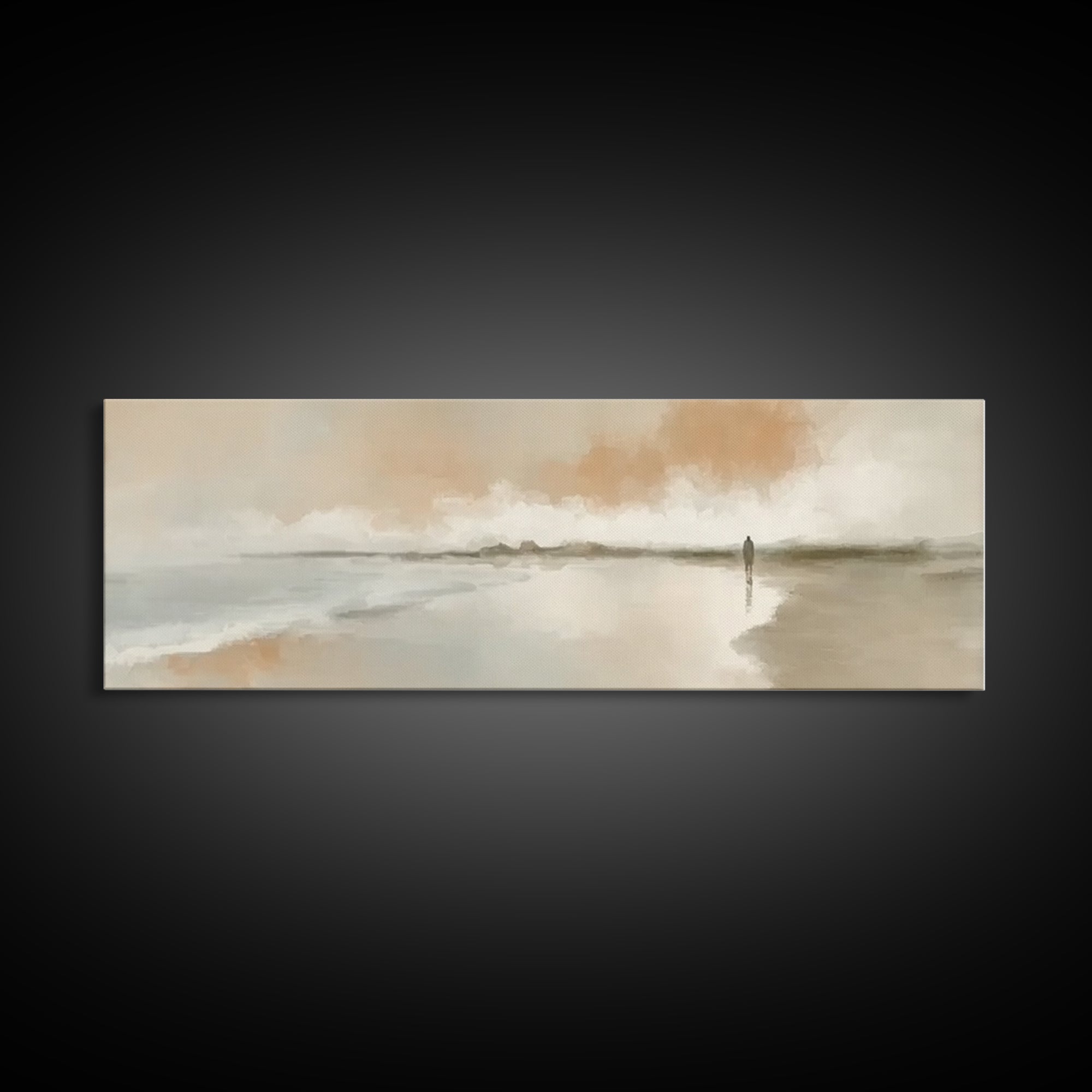 Holy Quiet Shore, Framed Canvas Print, Christian Art Work, Jesus Painting, Panoramic Print, Subtle Christian Art, Christmas Wall Art