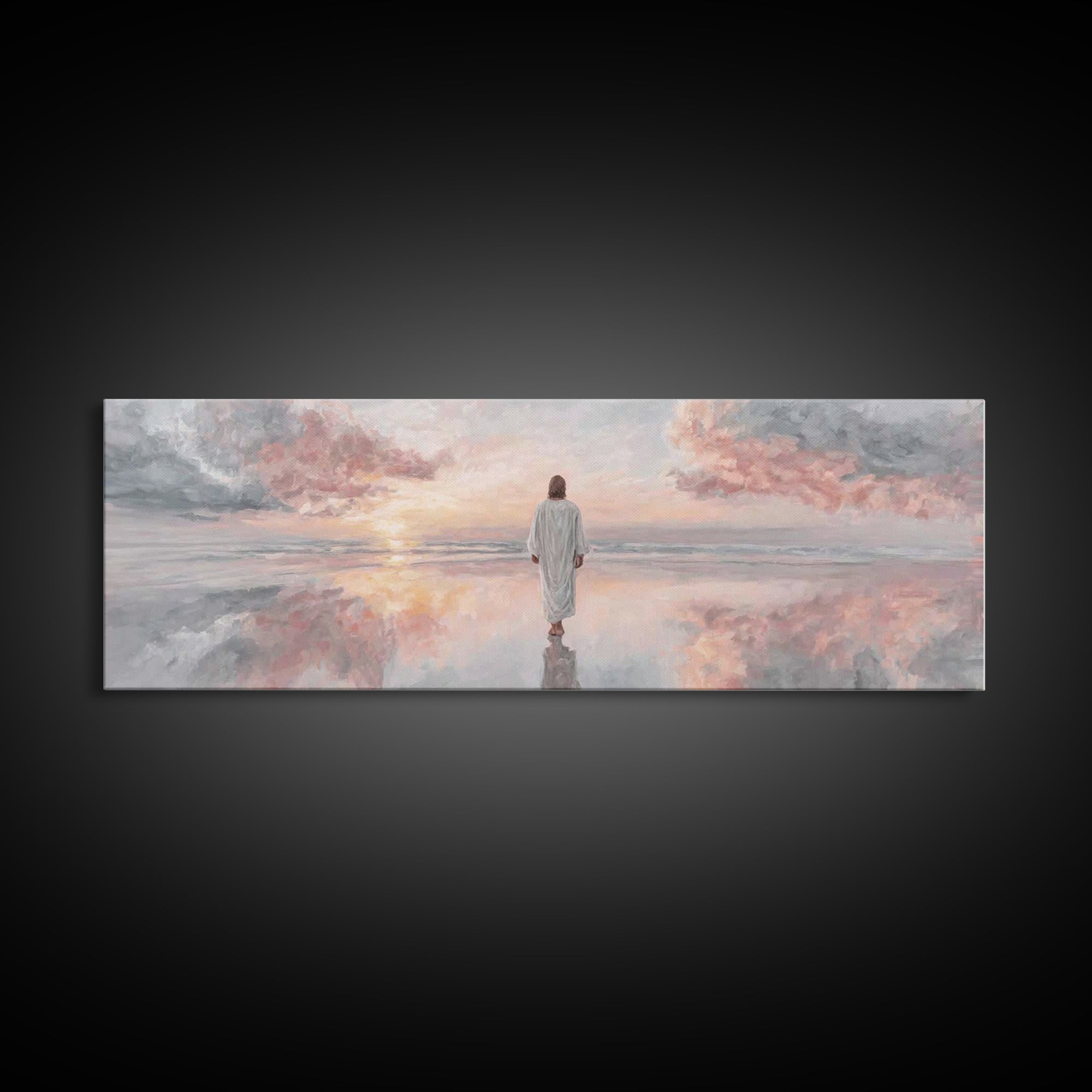 Radiant Promise Sky – Framed Canvas Print – Christian Art Painting – Jesus Art Print – Panoramic Wall Art – Modern Christian Art – Christma