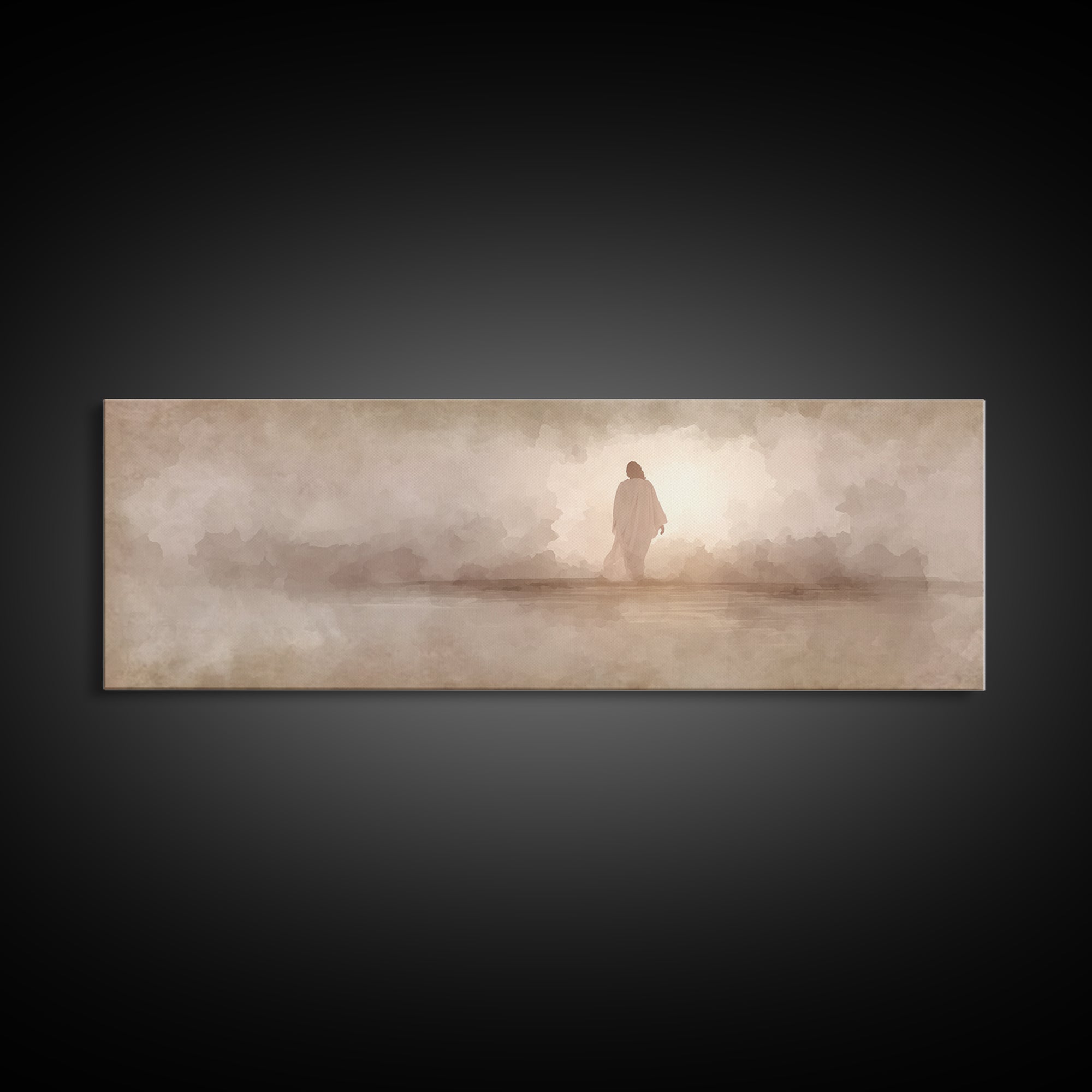 Still Waters Grace | Framed Canvas Print | Christian Paintings | Jesus Canvas Art | Panoramic Painting | Christian Decor | Christmas Art
