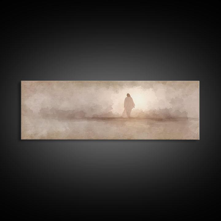 Still Waters Grace | Framed Canvas Print | Christian Paintings | Jesus Canvas Art | Panoramic Painting | Christian Decor | Christmas Art