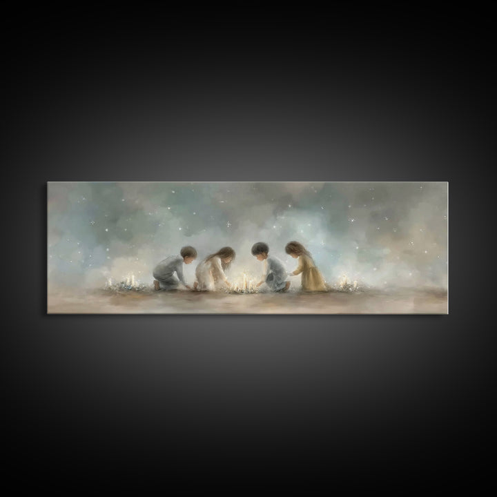 Children Of Wonder, Framed Canvas Print, Christmas Art, Christian Wall Art, Panoramic Print, Christian Art Canvas, Christian Christmas Art