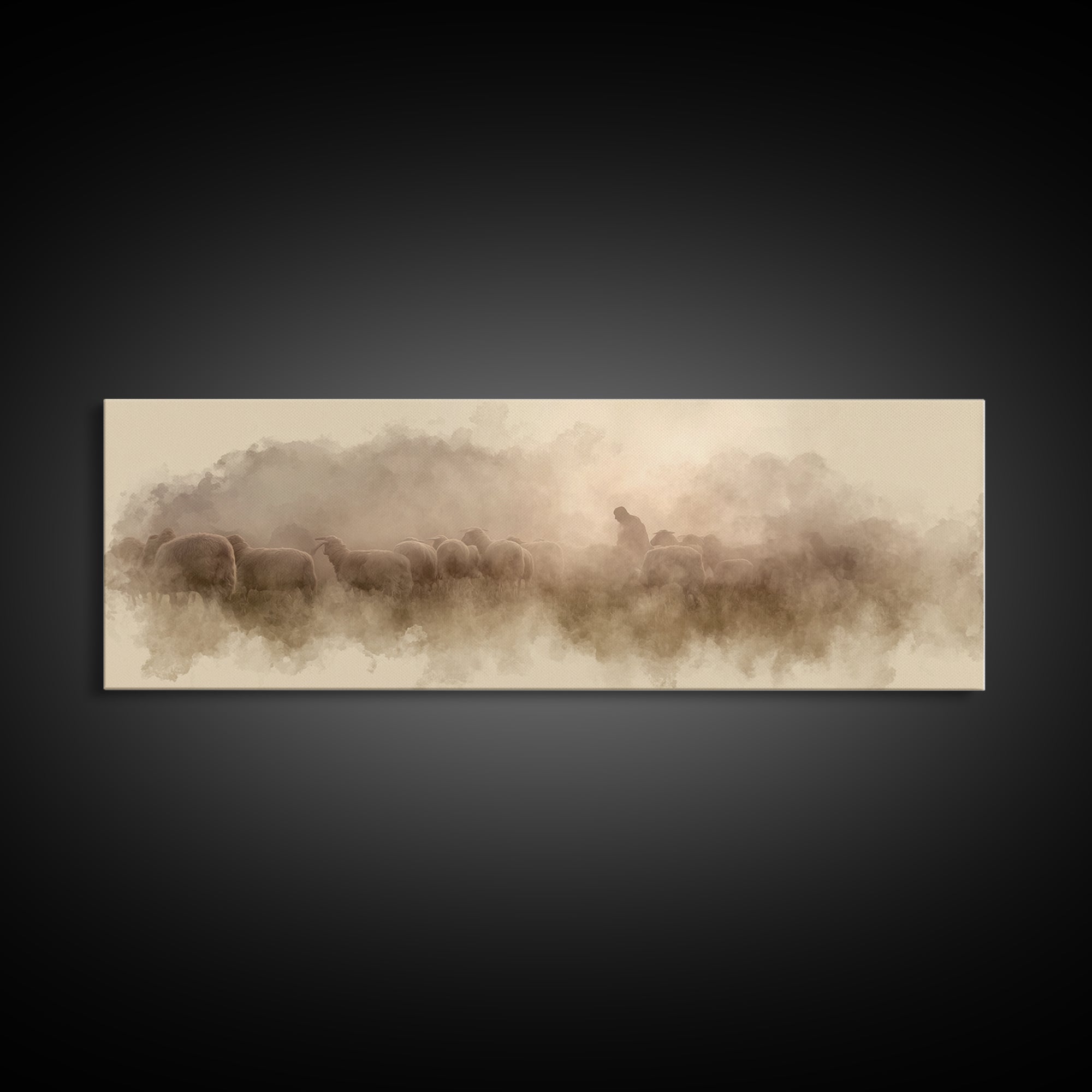 Mist Of Bethlehem, Framed Canvas Print, Christian Art Canvas, Christian Painting, Panoramic Wall Art, Modern Christian Art, Christmas Art