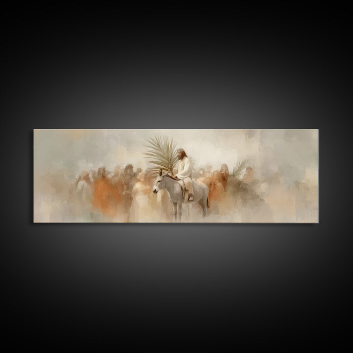 Humble Arrival – Framed Canvas Print – Christian Art Canvas – Panoramic Frame – Jesus Painting – Christian Wall Art – Christian Gift