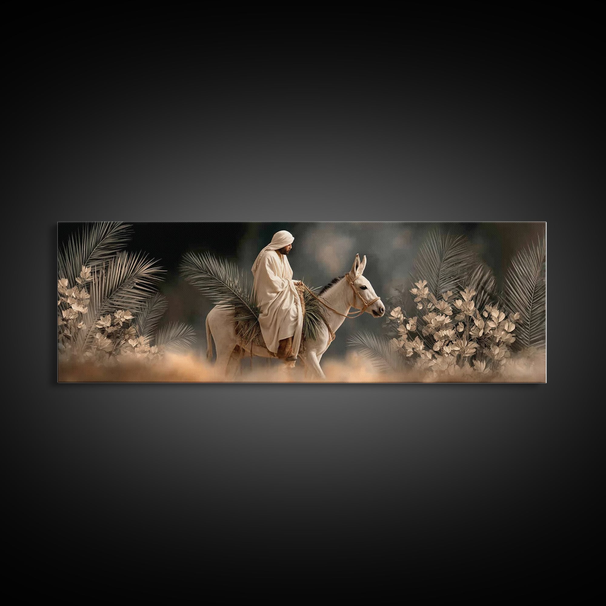 Mountain Grace | Framed Canvas Print | Christian Art Canvas | Panoramic Painting | Jesus Art Print | Christian Decor | Moody Christian Art