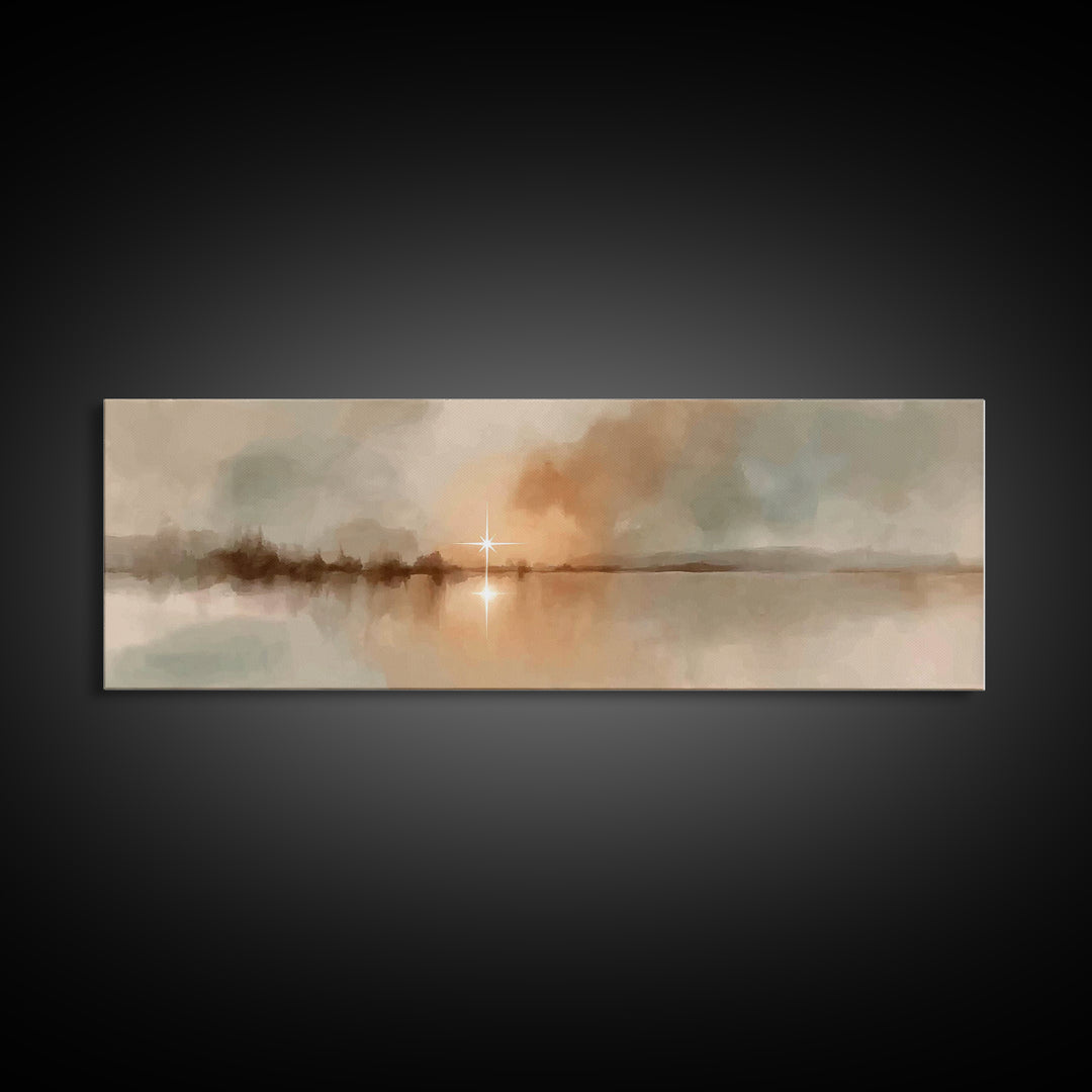 Evening Star Reflection | Framed Canvas Print | Panoramic Frame | Christian Wall Art | Christian Art Canvas | Christmas Art | Moody Christm