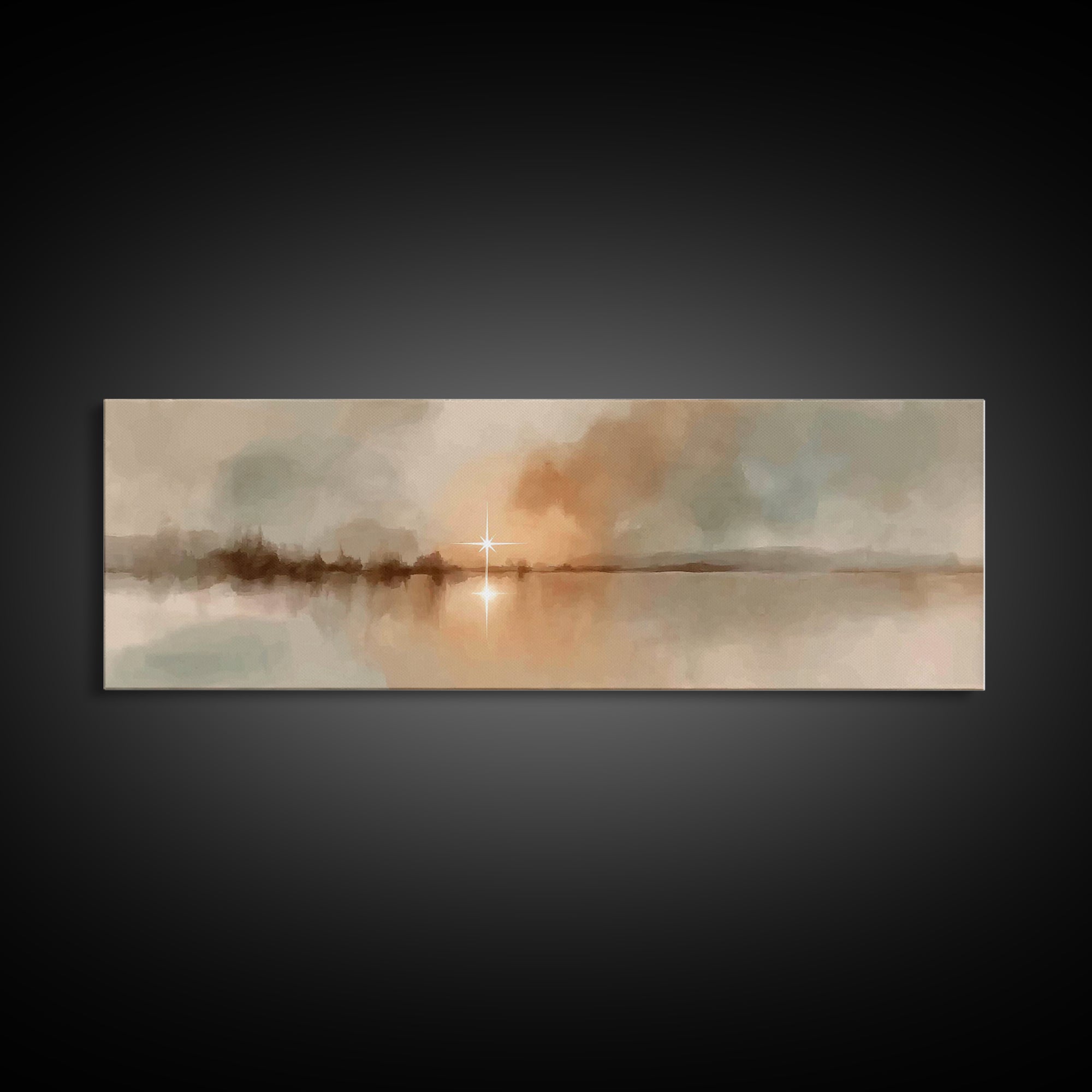 Evening Star Reflection | Framed Canvas Print | Panoramic Frame | Christian Wall Art | Christian Art Canvas | Christmas Art | Moody Christm
