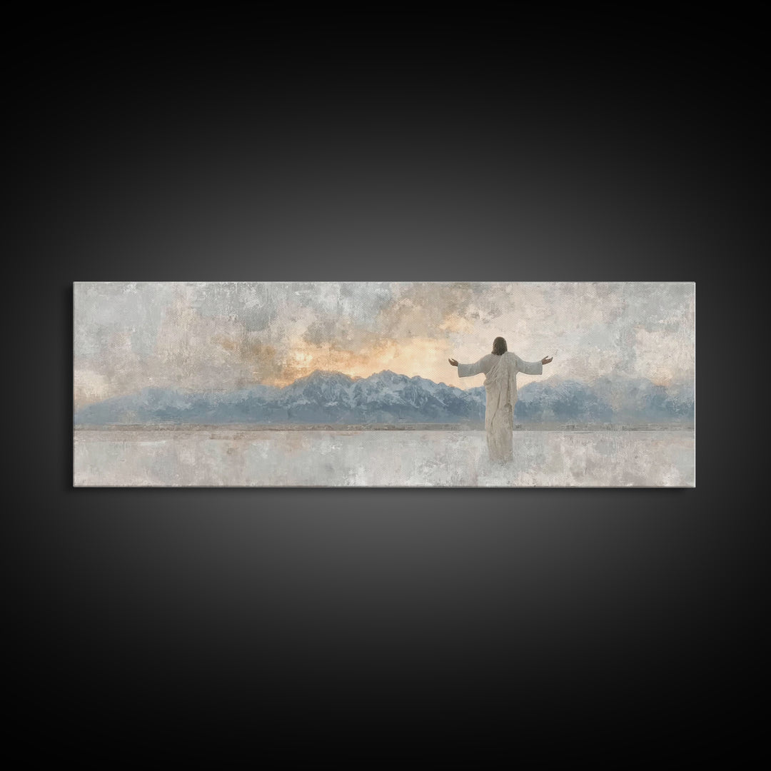 Horizon Of Mercy – Framed Canvas Print – Christian Wall Art – Panoramic Wall Art – Christian Art Canvas – Jesus Painting – Christian Christ