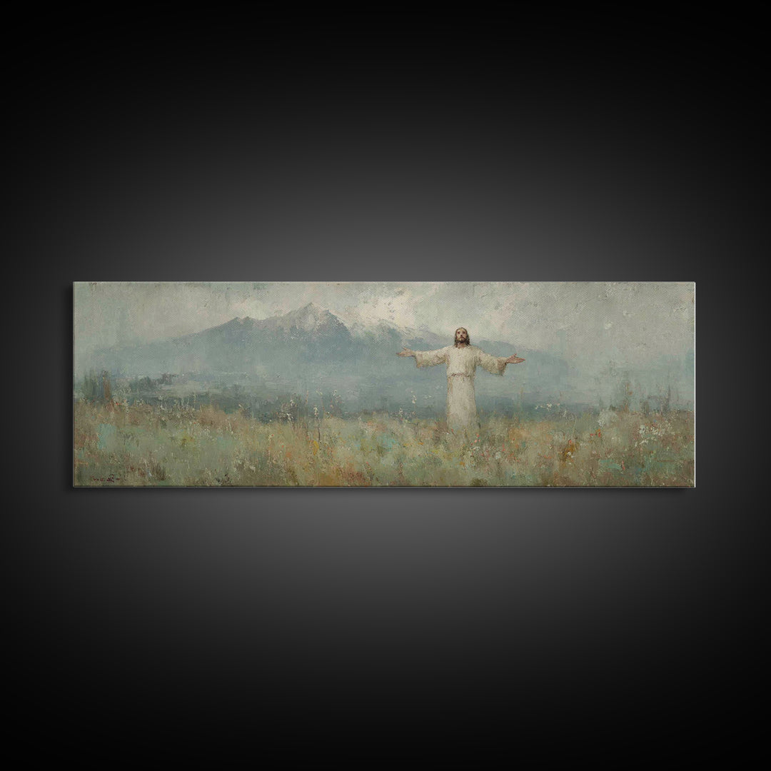 Valley Of Sacred Peace – Framed Canvas Print – Panoramic Painting – Christian Art Canvas – Christian Art – Jesus Painting