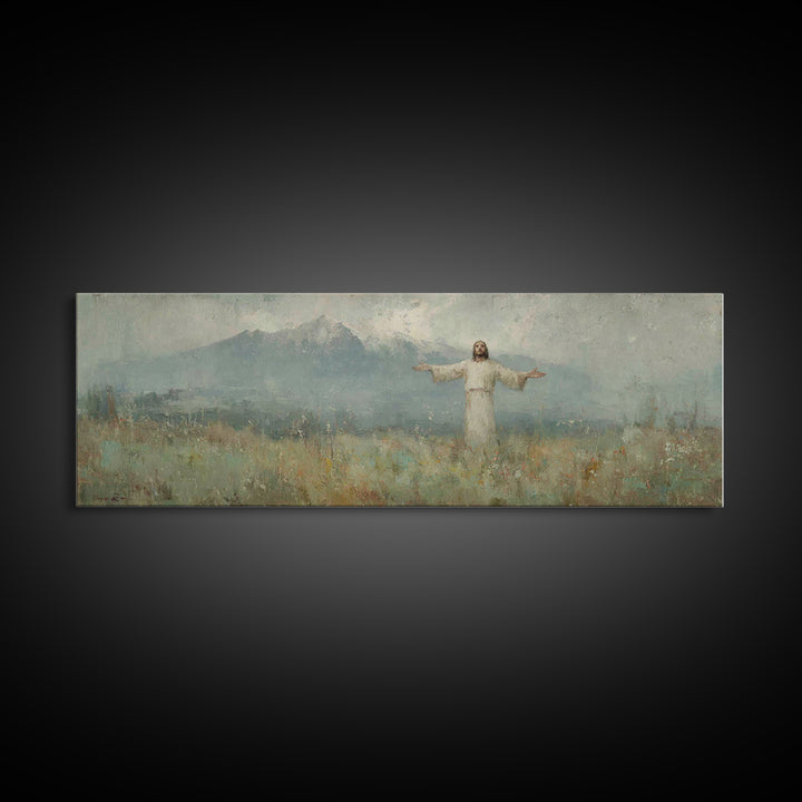 Valley Of Sacred Peace – Framed Canvas Print – Panoramic Painting – Christian Art Canvas – Christian Art – Jesus Painting