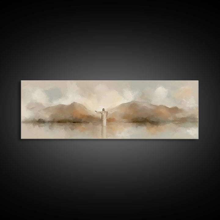 Still Waters Blessing, Framed Canvas Print, Panoramic Art, Christian Wall Art, Christian Art, Jesus Painting