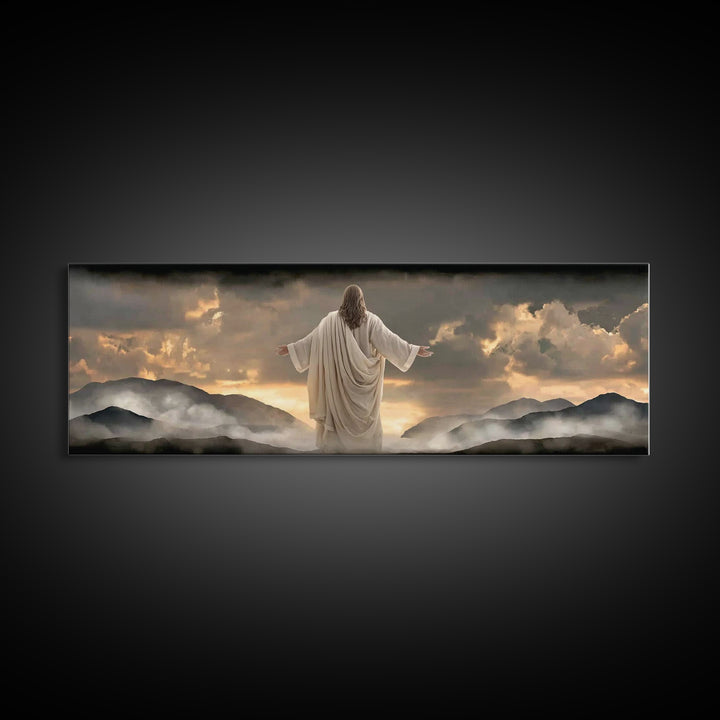 Pasture Of Gentle Hope | Framed Canvas Print | Panoramic Wall Art | Christian Art | Jesus Painting | Christian Art Canvas