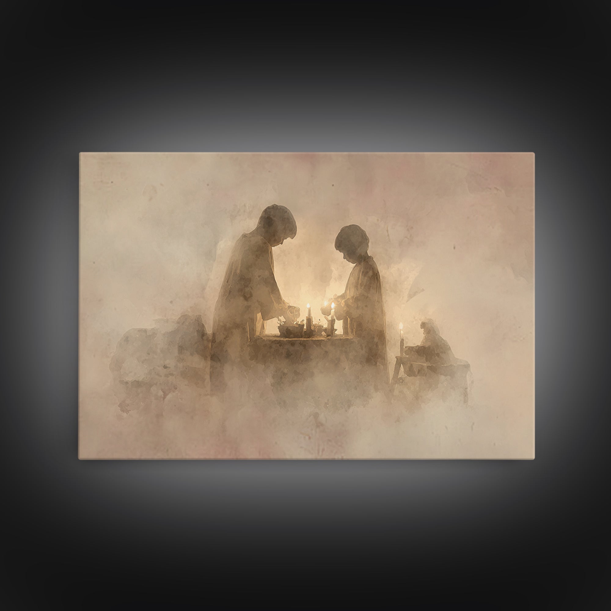 Holy Candle Prayer – Framed Canvas Print – Christian Art Canvas – Christian Wall Art – Christmas Art – Christian Christmas Art – Christian