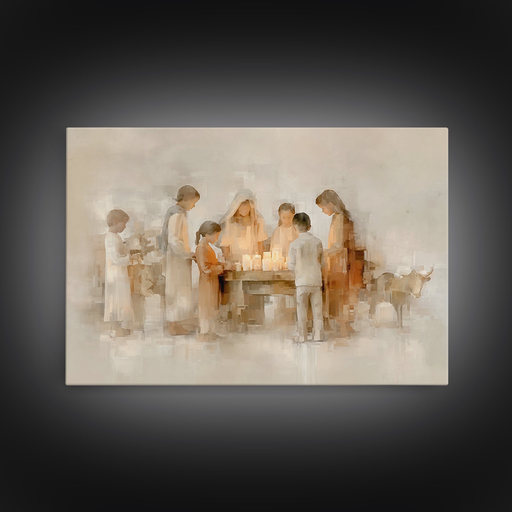 Gathered In Grace – Framed Canvas Print – Christmas Art – Christian Art Canvas – Christian Wall Art – Christian Christmas Art – Christian G