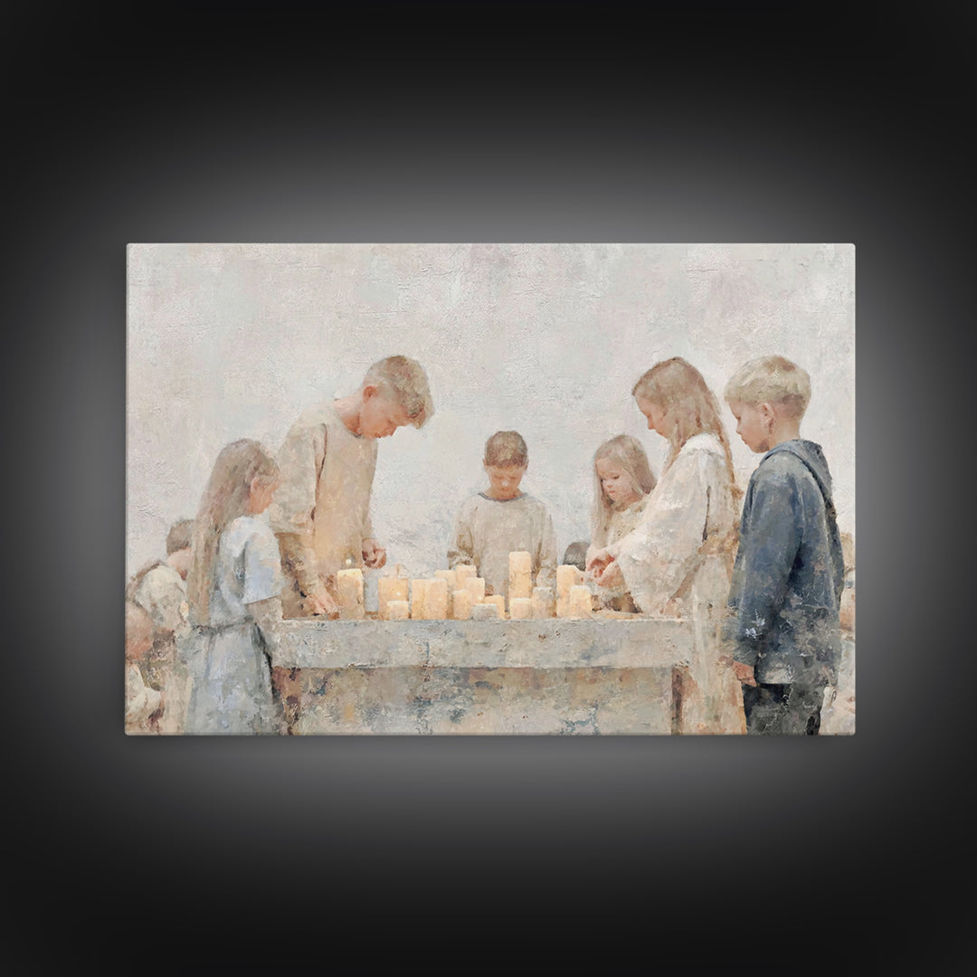 Faithful Kindling – Framed Canvas Print – Christian Christmas Art – Christian Art Canvas – Christian Wall Art – Christmas Art – Christian D