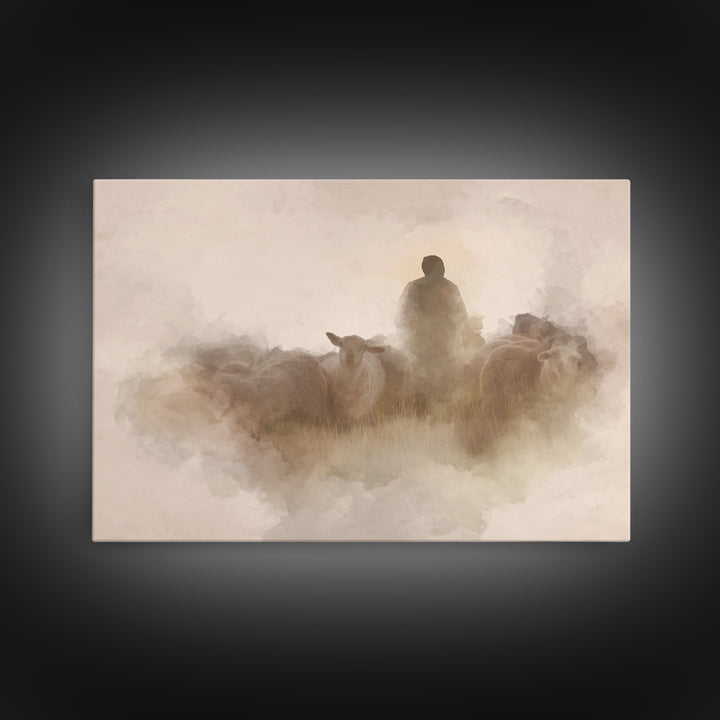 Shepherd’s Watch – Framed Canvas Print – Christian Art Canvas – Christian Wall Art – Christian Art – Christian Christmas Art – Christian Gi