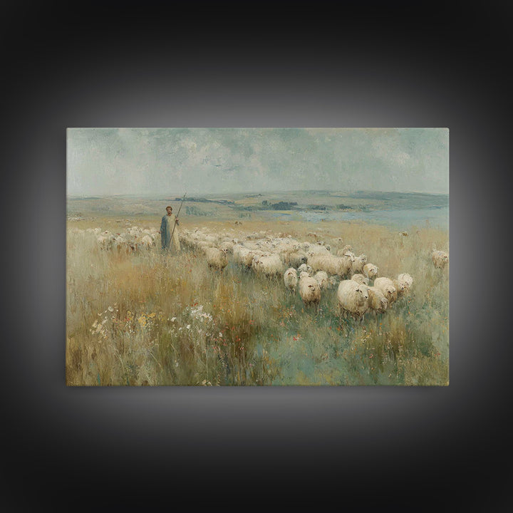 Shepherds Of Peace - Framed Canvas Print - Christian Wall Art - Christian Art Canvas - Pastoral Scenery - Christian Gift - Jesus Painting