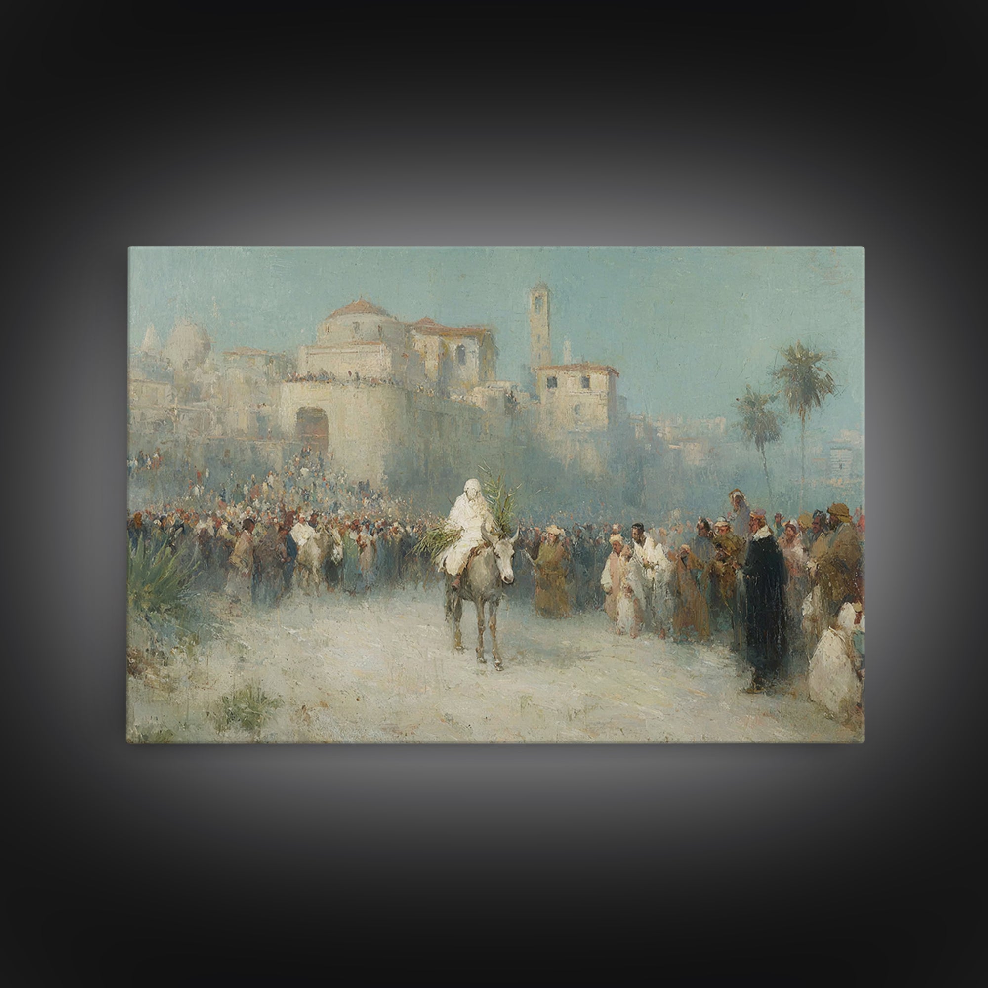 Palm Path Journey - Framed Canvas Print - Christian Art Canvas - Christian Christmas Art - Jesus Painting - Christian Wall Art - Christian