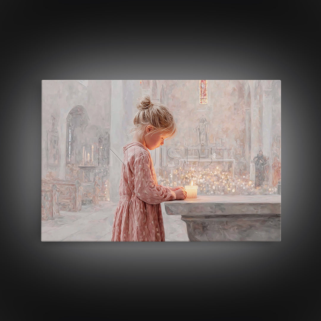 Sacred Candle Light – Framed Canvas Print – Christian Wall Art – Christian Art Print – Subtle Christian Art – Christian Gift Ideas