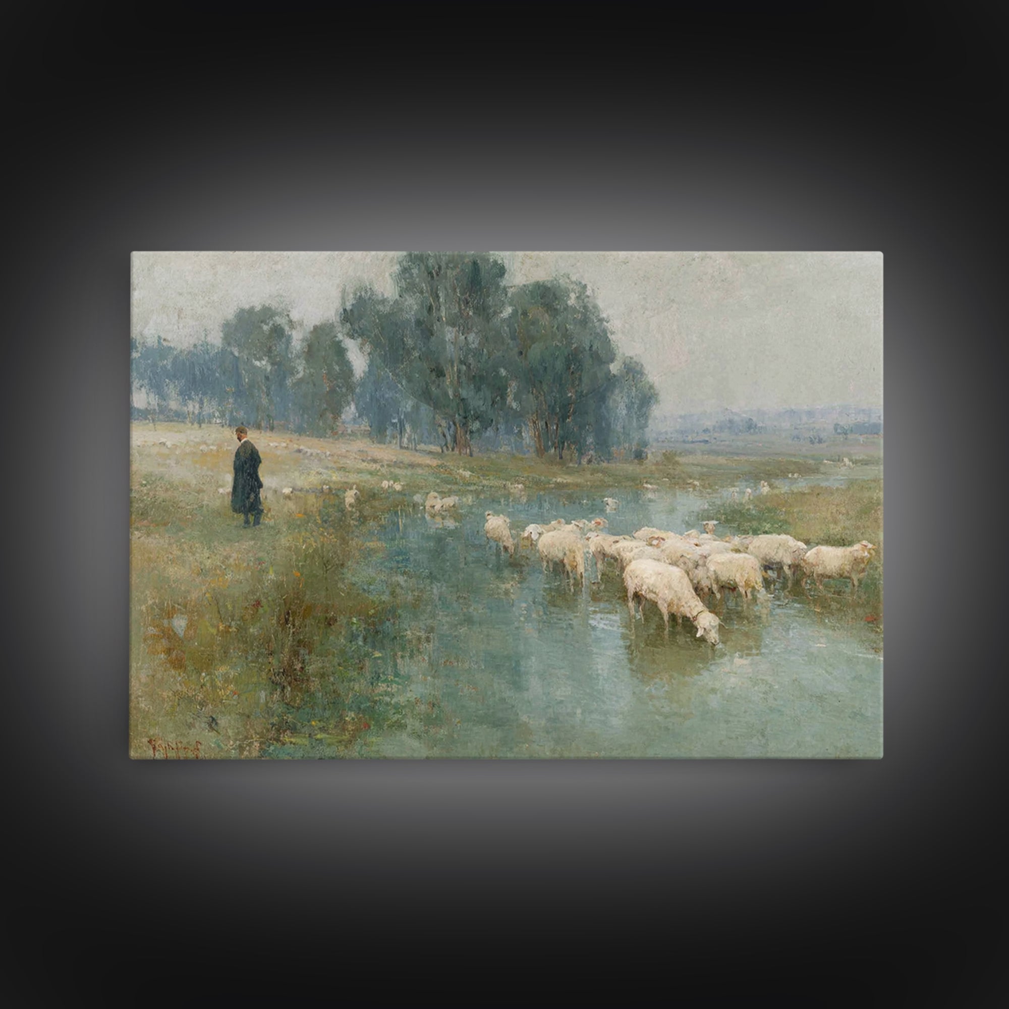 Shepherd’s Quiet Path – Framed Canvas Print – Christian Art Canvas – Pastoral Scenery – Christian Wall Art – Christian Art Print – Christia