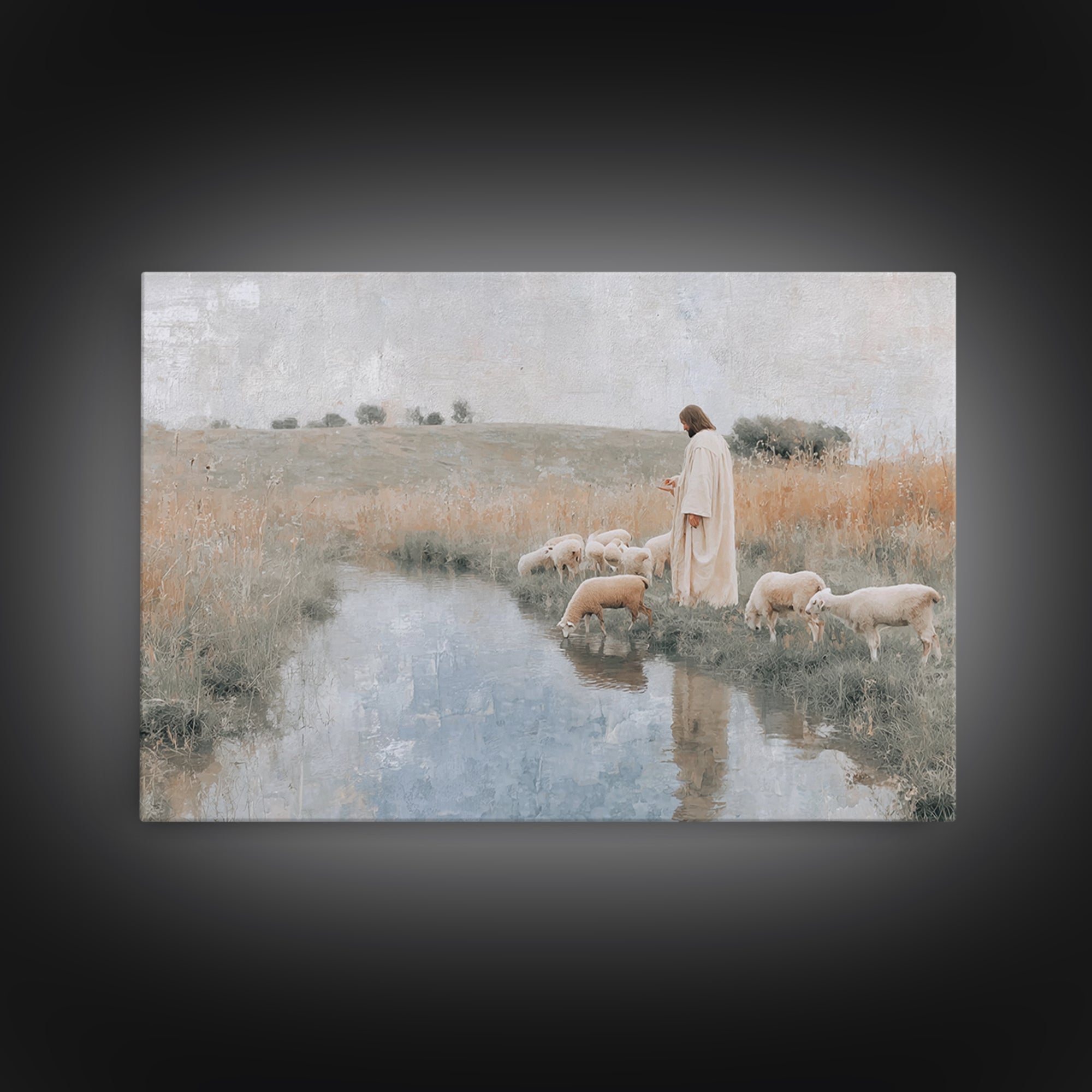 Still Waters Blessing – Framed Canvas Print – Christian Art Canvas – Jesus Painting – Christian Wall Art – Subtle Christian Art – Christian
