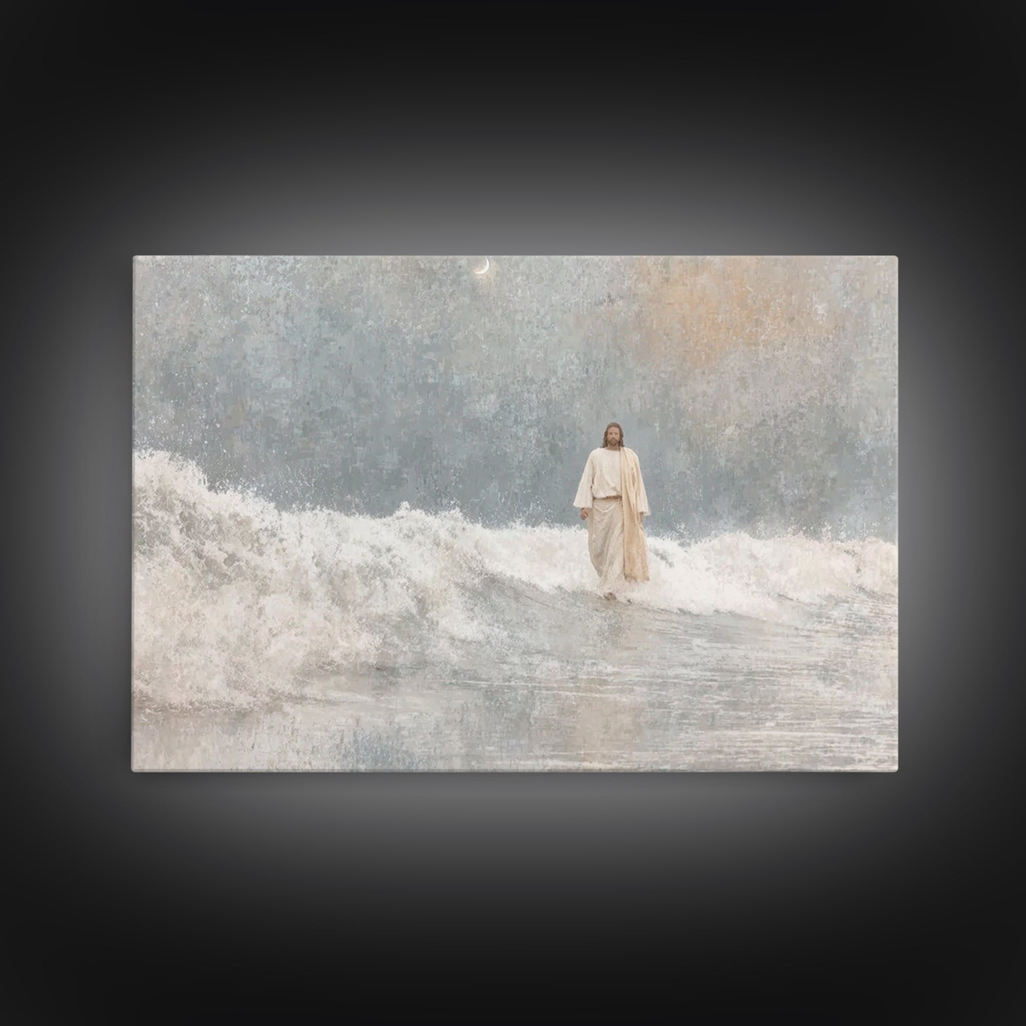 Waves Of Mercy – Framed Canvas Print – Christian Wall Art – Jesus Painting – Christian Art Canvas – Christian Christmas Art