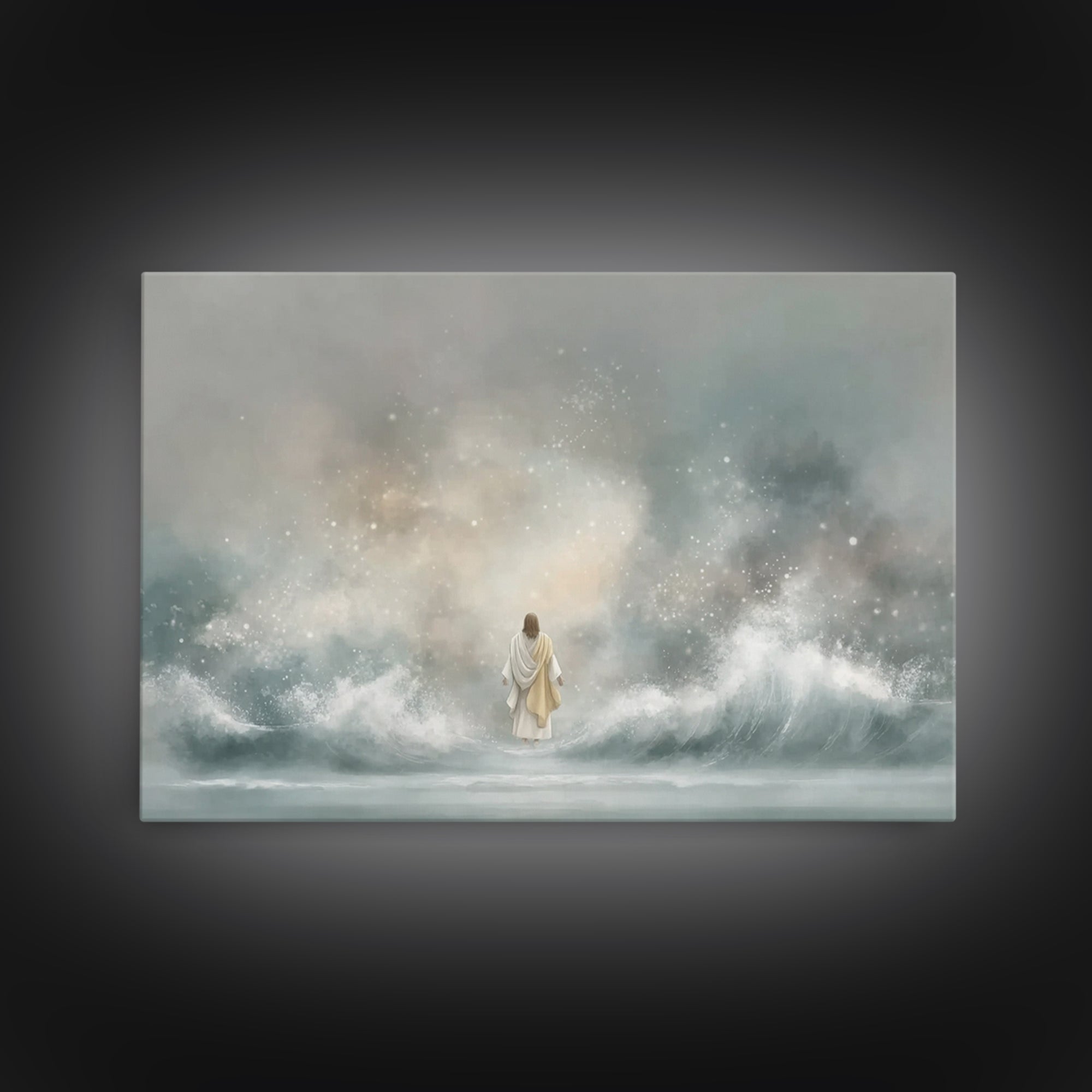 Moonlit Promise – Framed Canvas Print – Christian Art Canvas – Christian Wall Art – Jesus Painting – Large Christian Painting – Christmas A