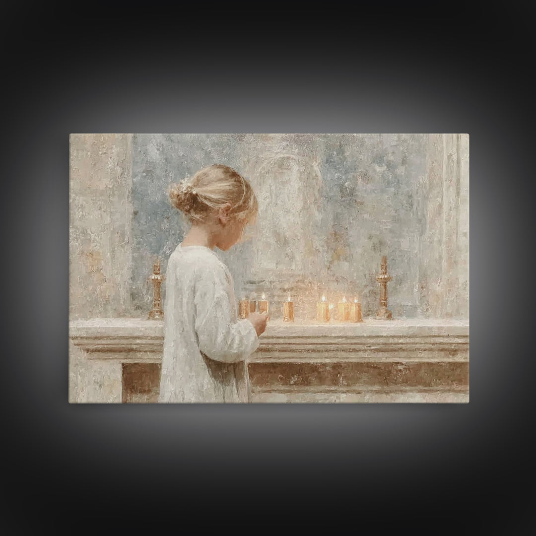 Gentle Altar Glow – Framed Canvas Print – Christian Wall Art – Subtle Christian Art – Christian Art Canvas – Christian Gift