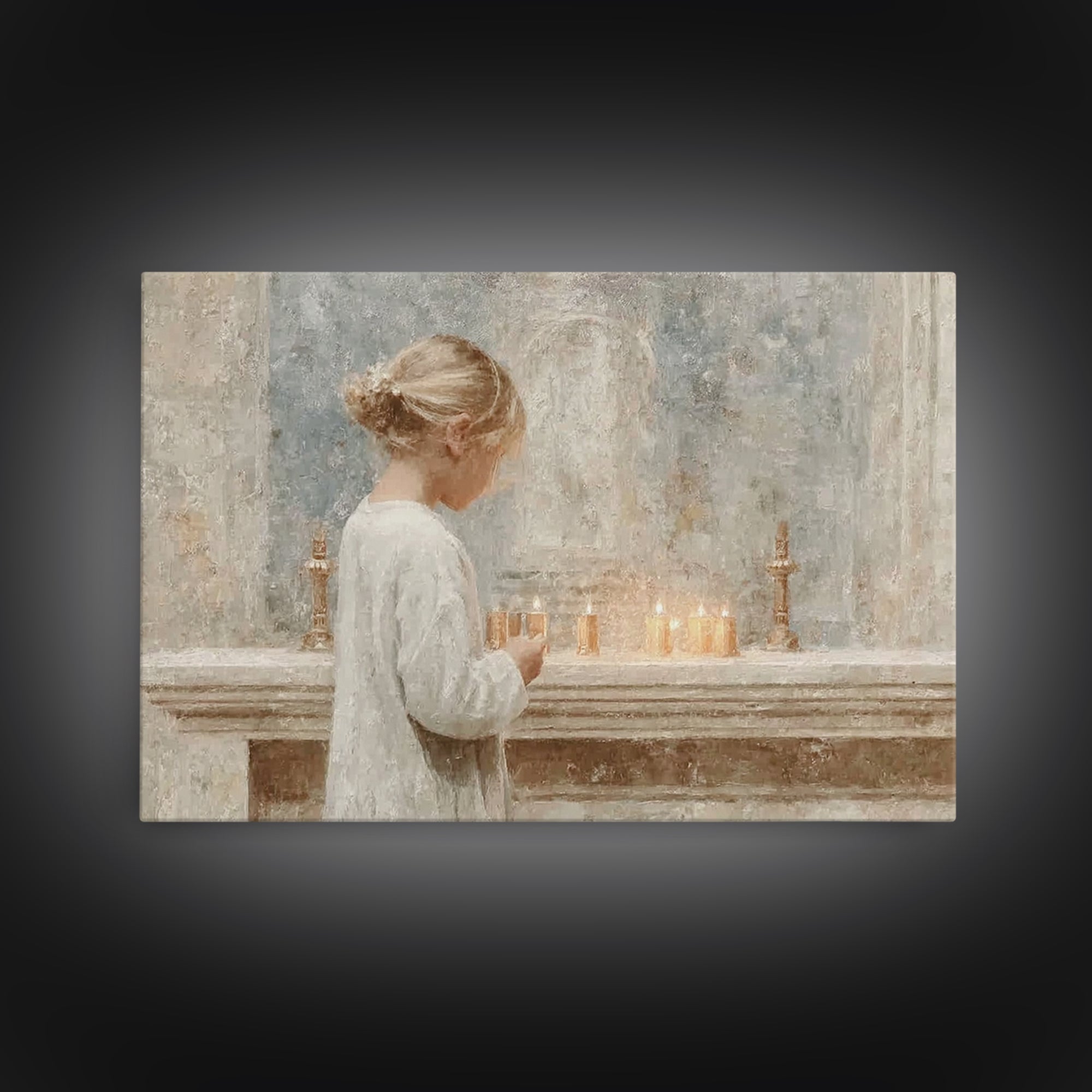 Gentle Altar Glow – Framed Canvas Print – Christian Wall Art – Subtle Christian Art – Christian Art Canvas – Christian Gift