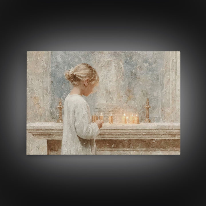 Gentle Altar Glow – Framed Canvas Print – Christian Wall Art – Subtle Christian Art – Christian Art Canvas – Christian Gift