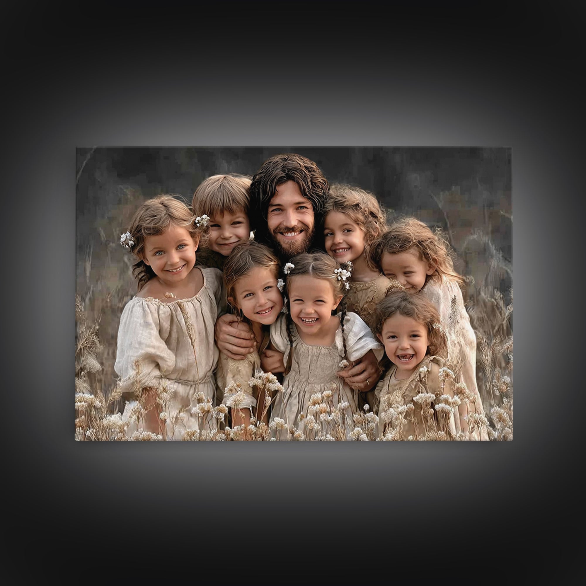 Fields Of Blessing, Framed Canvas Print, Christian Art Canvas, Jesus Painting, Christian Wall Art, Vintage Christian Art, Christian Gift