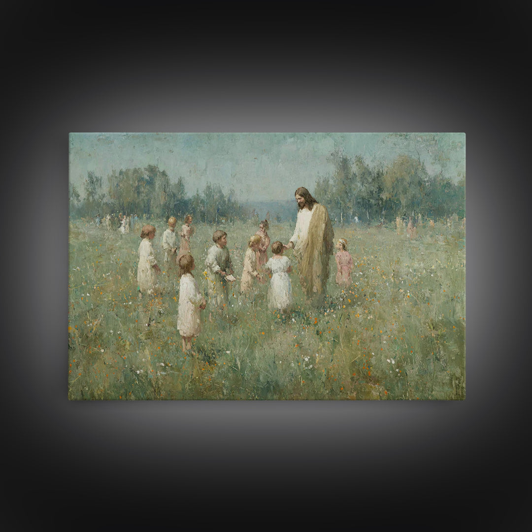 Pasture Of Peace – Framed Canvas Print – Christian Art – Christian Wall Art – Jesus Painting – Christian Art Canvas – Christmas Art Prints