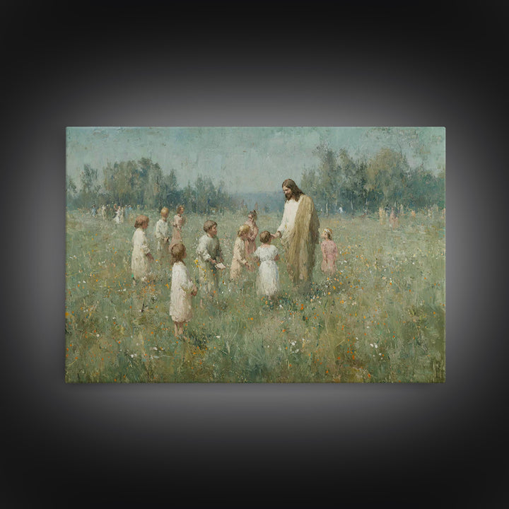 Pasture Of Peace – Framed Canvas Print – Christian Art – Christian Wall Art – Jesus Painting – Christian Art Canvas – Christmas Art Prints