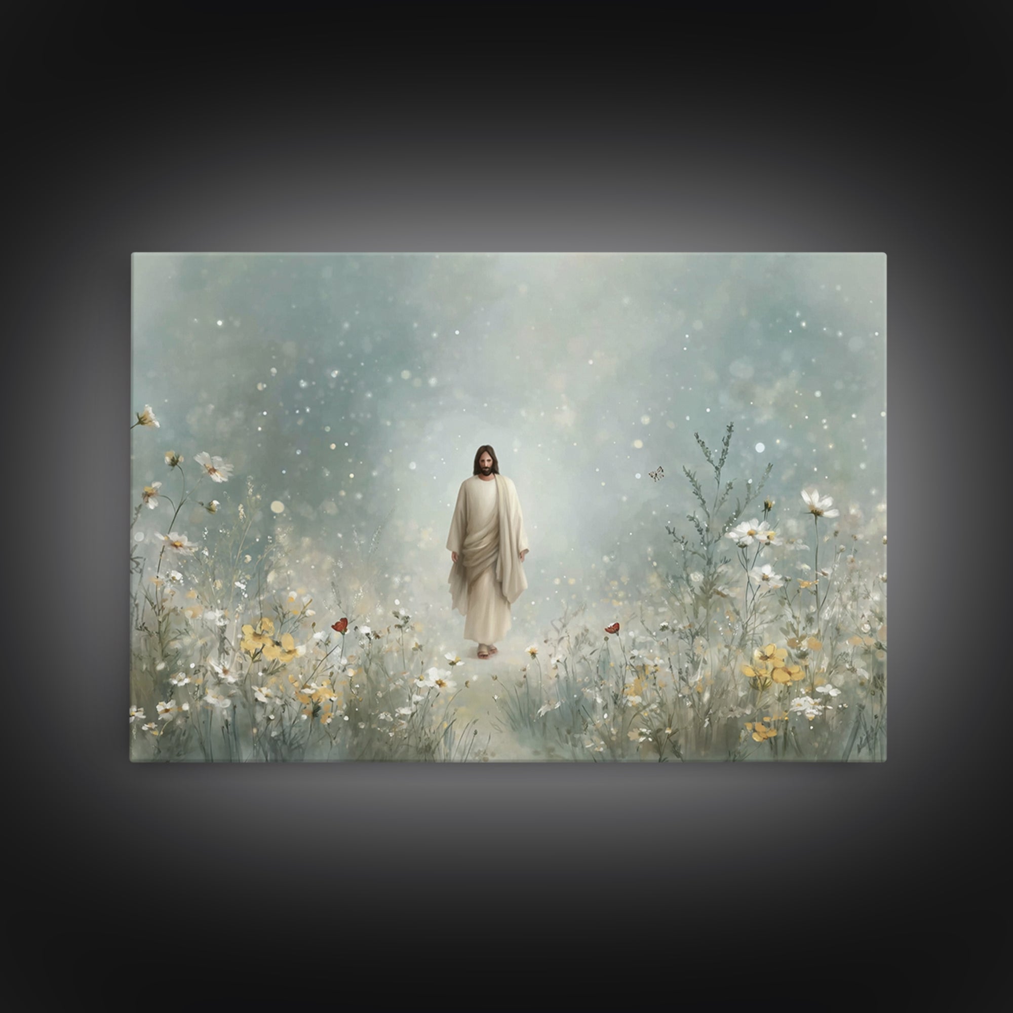 Heavenly Walk, Framed Canvas Print, Christian Wall Art, Christian Art Canvas, Jesus Painting, Modern Christian Art, Christian Christmas Art