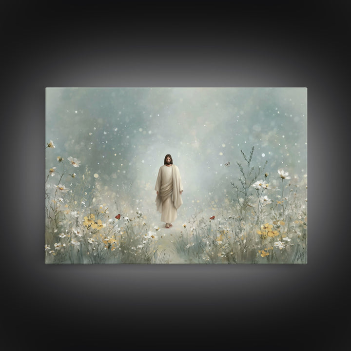 Heavenly Walk, Framed Canvas Print, Christian Wall Art, Christian Art Canvas, Jesus Painting, Modern Christian Art, Christian Christmas Art