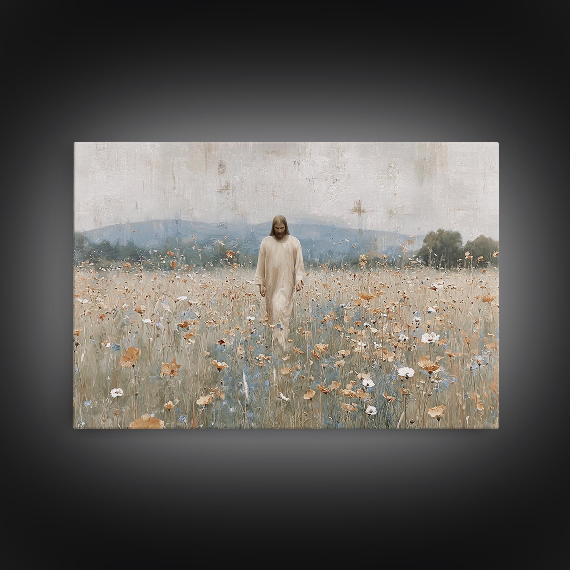 Path Of Grace | Framed Canvas Print | Christian Art | Christian Wall Art | Jesus Painting | Christian Art Canvas | Vintage Christian Art