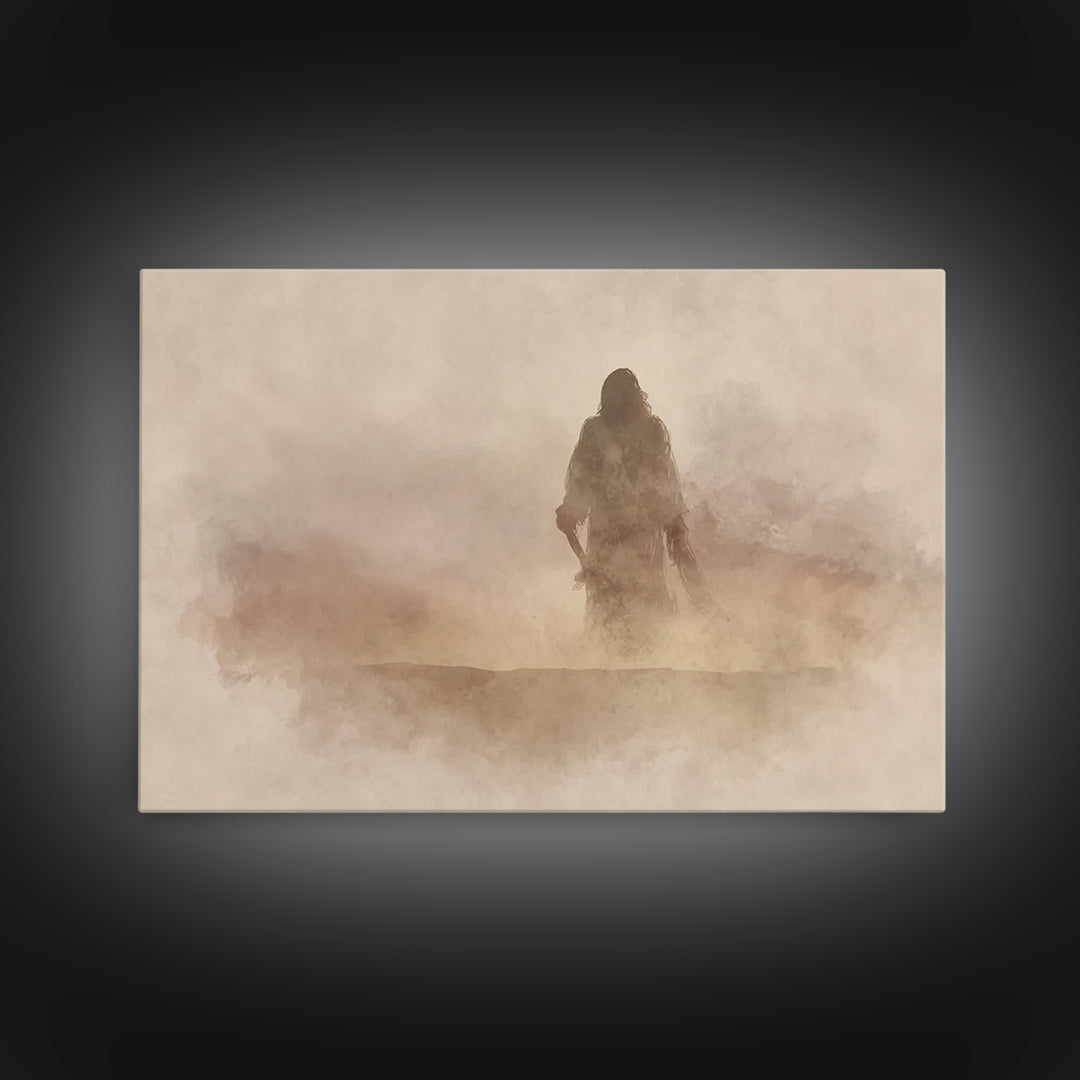 Desert Vision | Framed Canvas Print | Christian Art Canvas | Christian Wall Art | Jesus Painting | Minimalist Christian Art | Christian Art