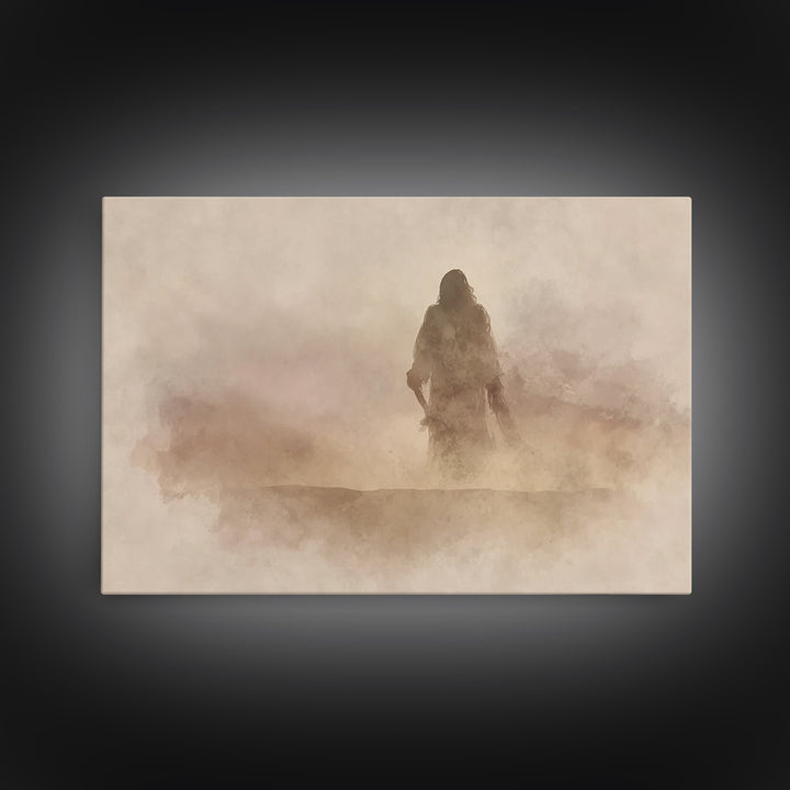 Desert Vision | Framed Canvas Print | Christian Art Canvas | Christian Wall Art | Jesus Painting | Minimalist Christian Art | Christian Art