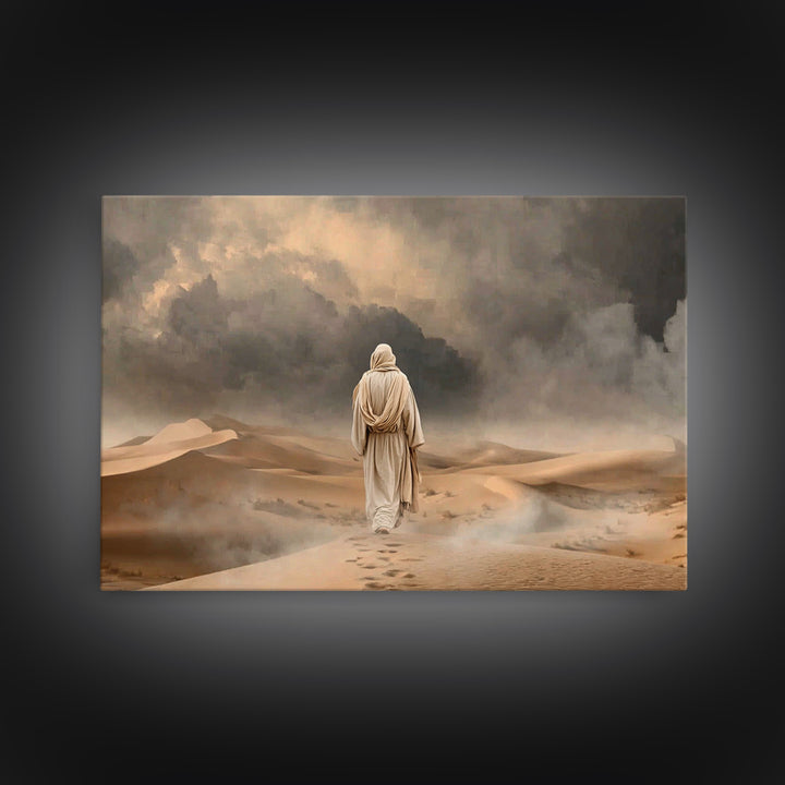 Stormwalk Path | Framed Canvas Print | Christian Wall Art | Christian Art Canvas | Jesus Painting | Moody Christian Art | Christian Decor