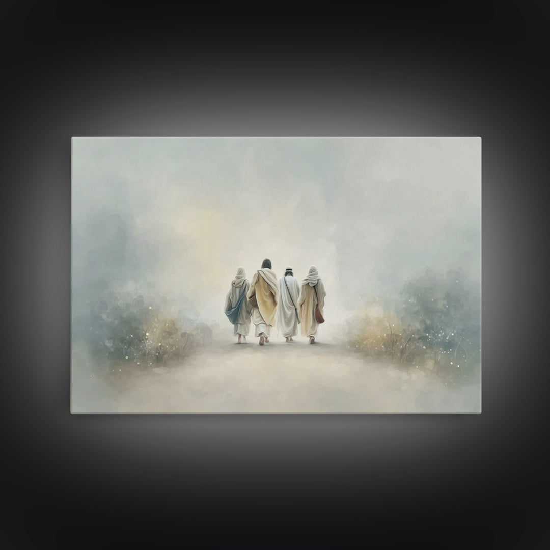Walk Of Fellowship, Framed Canvas Print, Christian Art Canvas, Christian Wall Art, Jesus Painting, Christian Art, Modern Christian Painting
