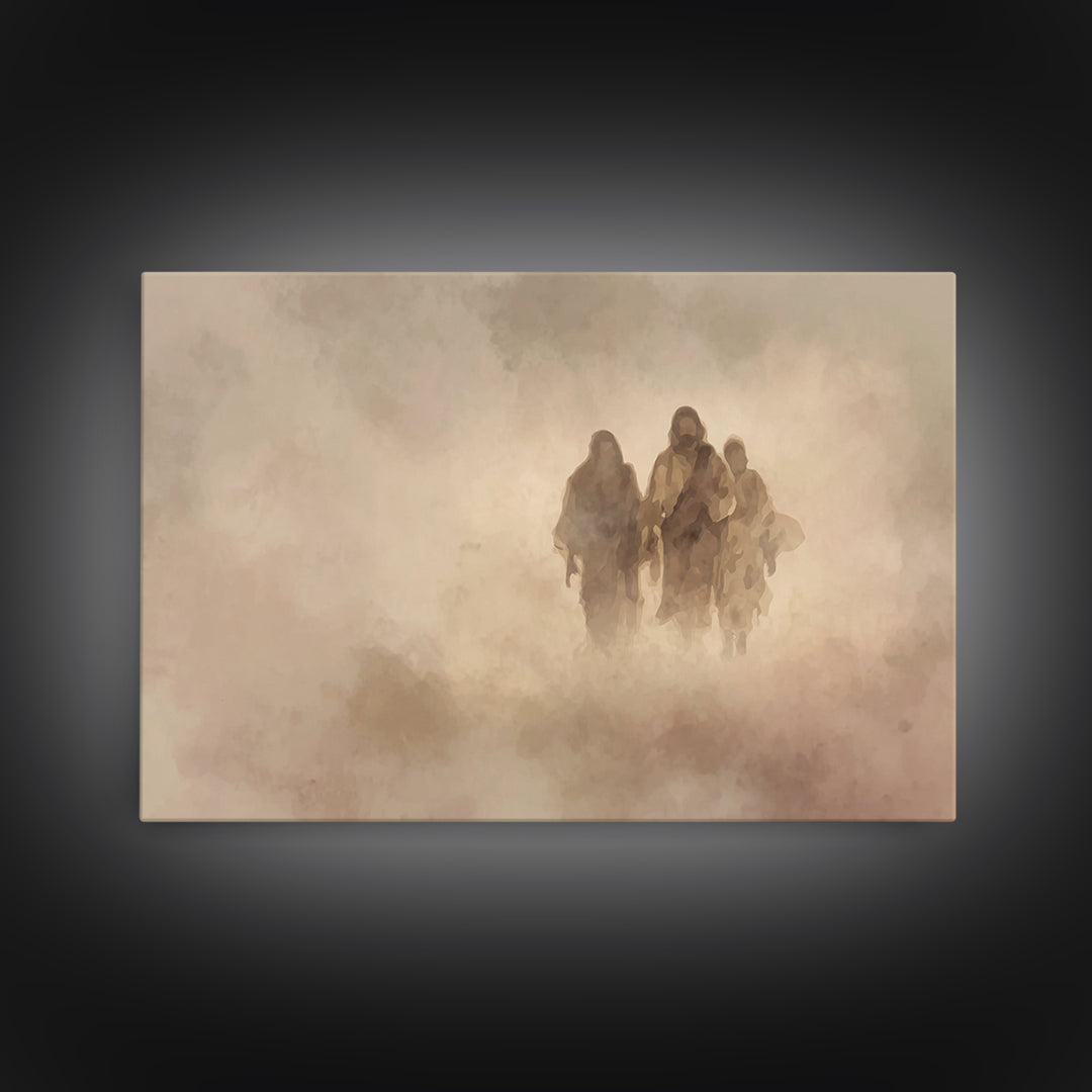 Pilgrim Companions – Framed Canvas Print – Christian Wall Art – Jesus Painting – Christian Art Canvas – Abstract Christian Art – Christian