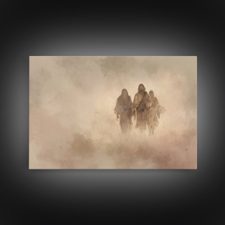 Pilgrim Companions – Framed Canvas Print – Christian Wall Art – Jesus Painting – Christian Art Canvas – Abstract Christian Art – Christian