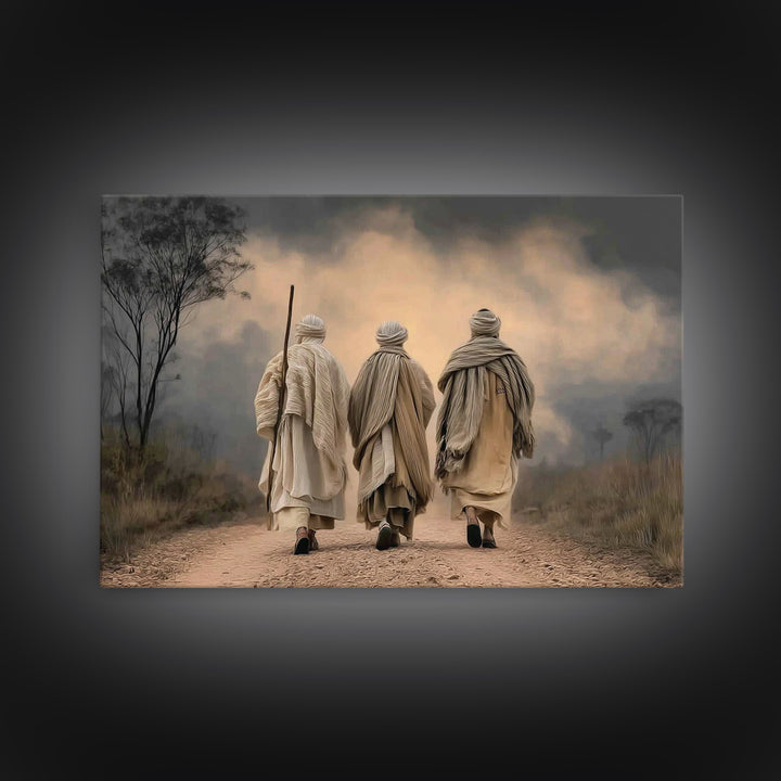 Pilgrims Of Faith, Framed Canvas Print, Christian Wall Art, Christian Art Canvas, Jesus Painting, Moody Christian Art, Christian Gift Ideas