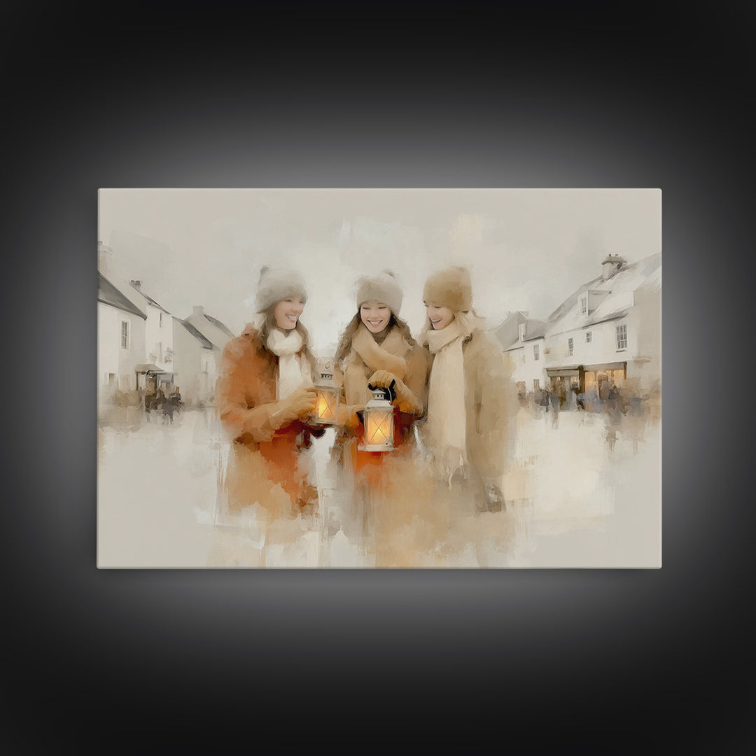 Winter Lantern Light | Framed Canvas Print | Christmas Art Prints | Christian Christmas Art | Christmas Wall Art | Christmas Art Canvas | H