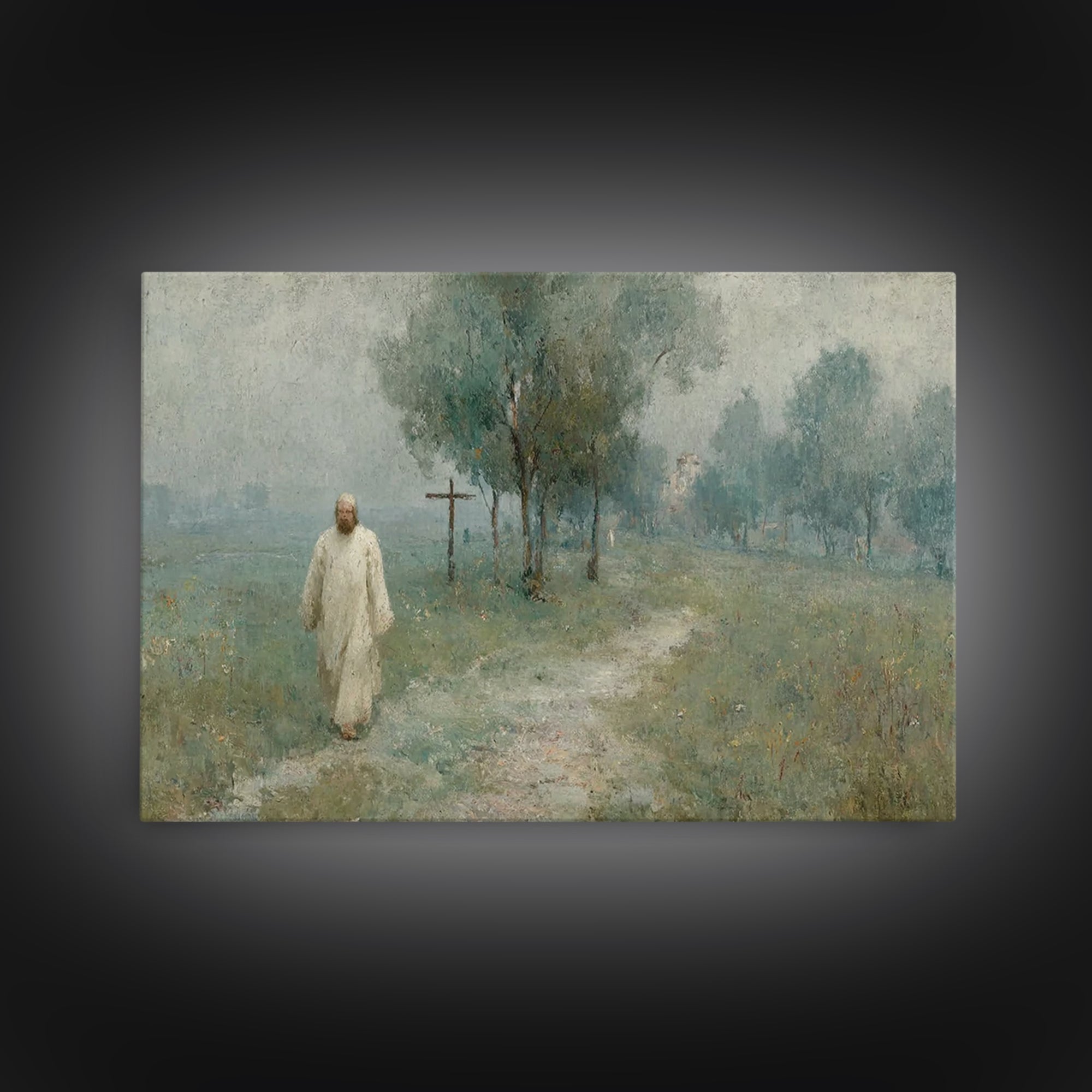 Garden Of Peace – Framed Canvas Print – Christian Art Canvas – Vintage Christian Art – Christian Wall Art – Jesus Painting – Christian Gift