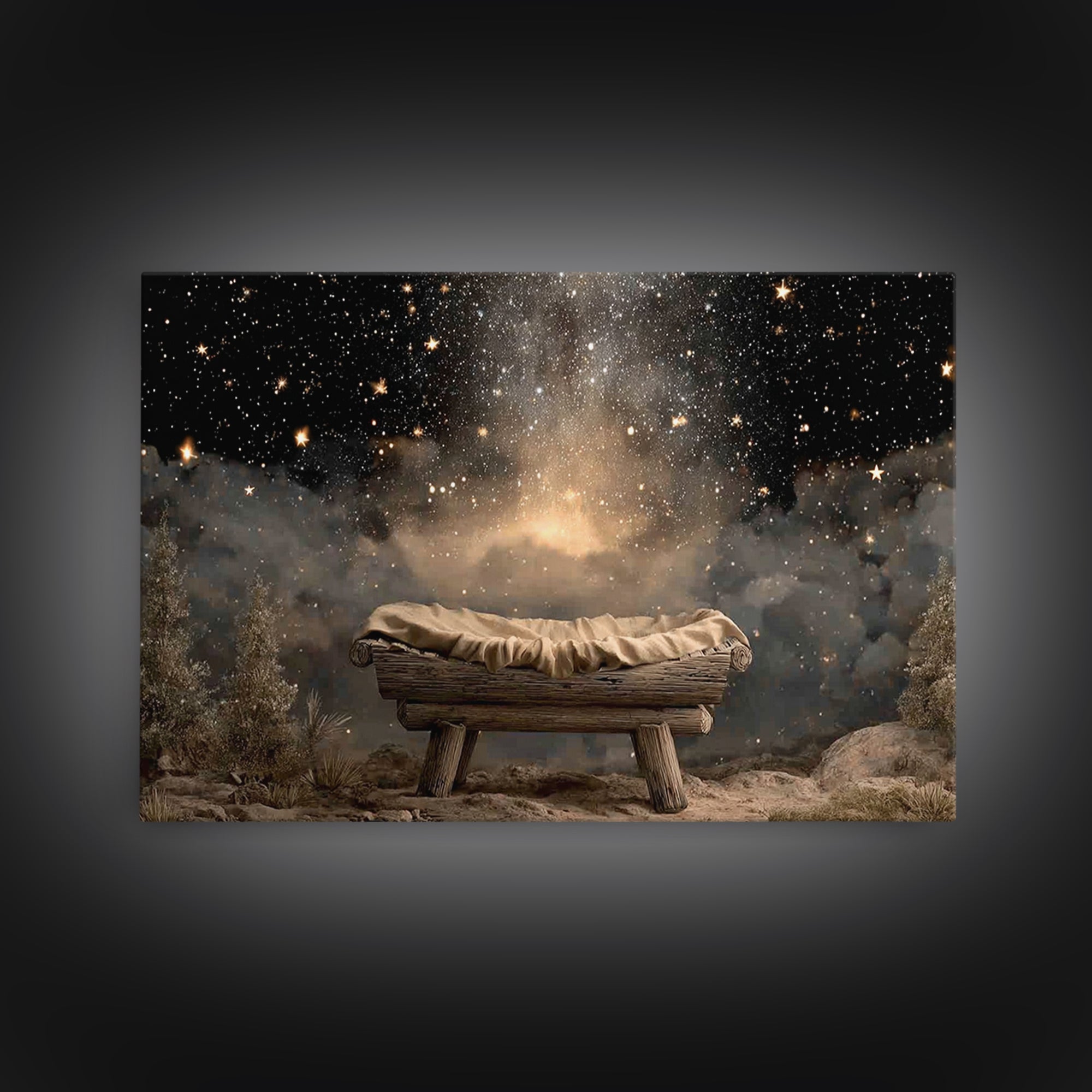 Manger Glory, Framed Canvas Print, Christian Christmas Art, Nativity Art, Christian Wall Art, Christmas Art Prints, Christian Art Canvas