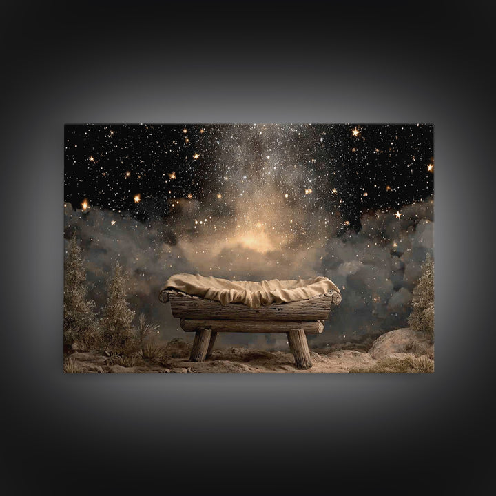 Manger Glory, Framed Canvas Print, Christian Christmas Art, Nativity Art, Christian Wall Art, Christmas Art Prints, Christian Art Canvas